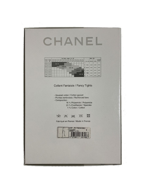 Collants CHANEL CC en voile naturel et logos noirs