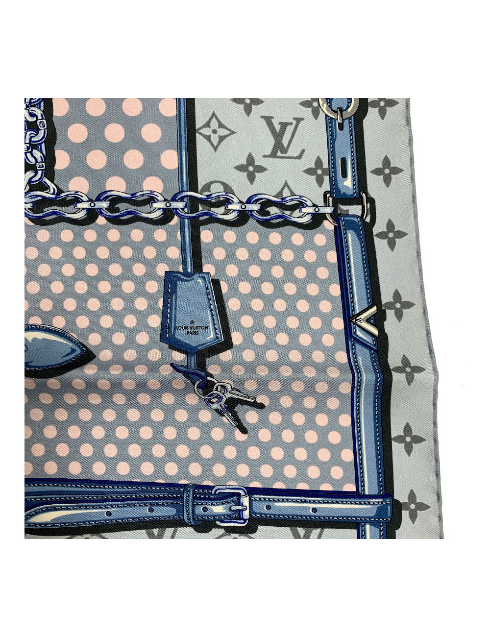 Carré Pop Confidential LOUIS VUITTON en soie bleu pâle