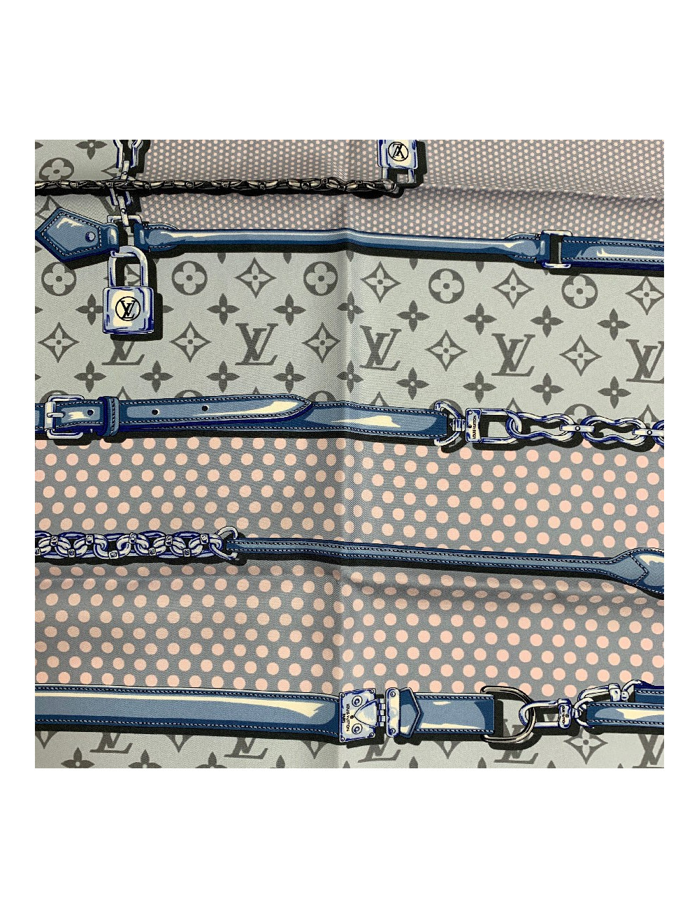 Carré Pop Confidential LOUIS VUITTON en soie bleu pâle