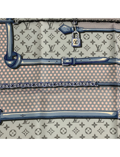 Carré Pop Confidential LOUIS VUITTON en soie bleu pâle