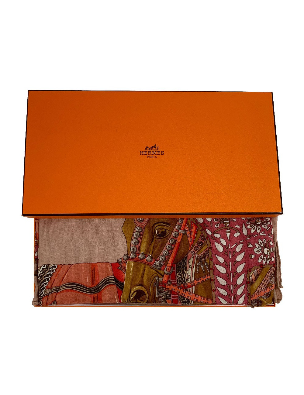 Étole HERMES cachemire et soie La Danse du Cheval Marwari
