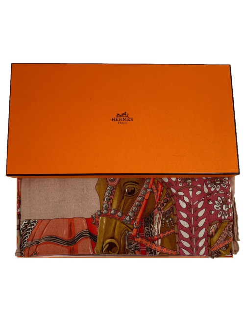 Étole HERMES cachemire et soie La Danse du Cheval Marwari