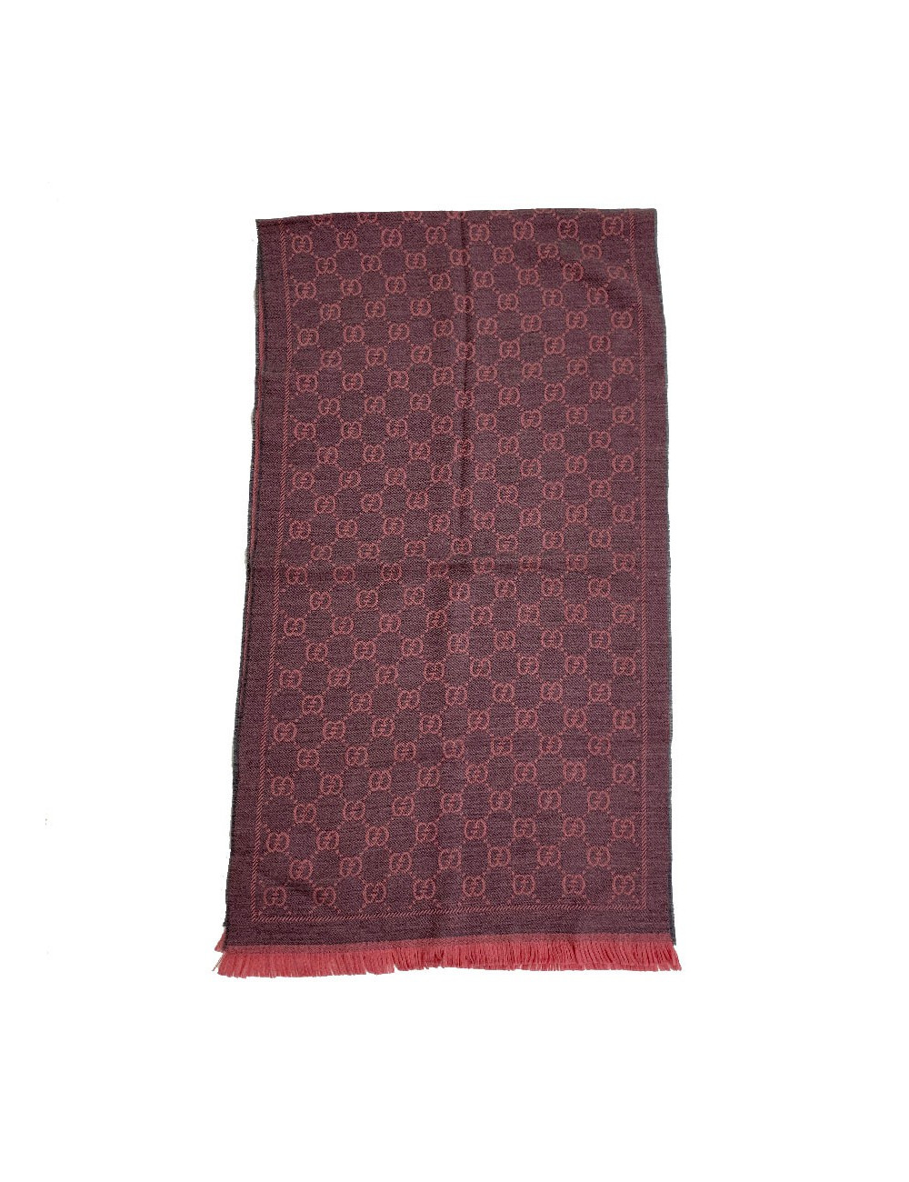 Echarpe GUCCI GG en jacquard de laine rose et grise