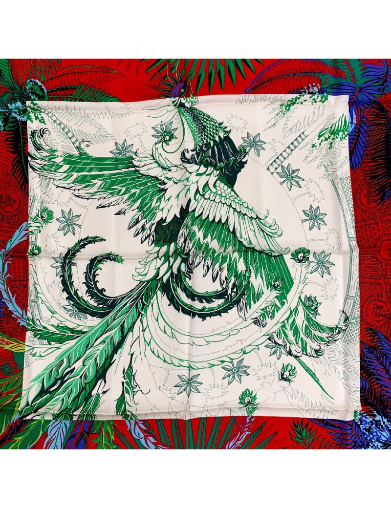 Carré HERMES Mythiques Phoenix en soie rouge