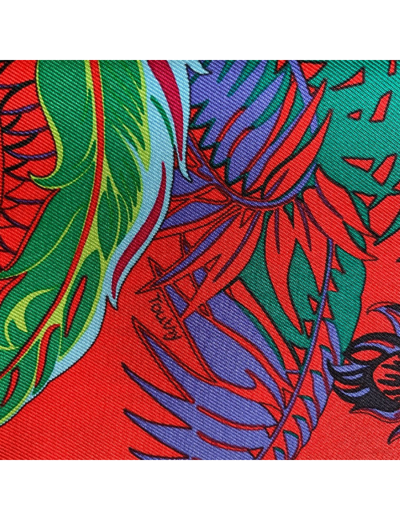 Carré HERMES Mythiques Phoenix en soie rouge