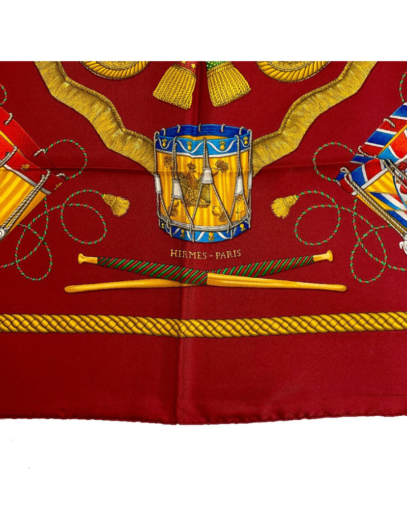 HERMES Les Tambours silk square scarf