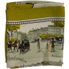 Carré HERMES "Paris London-Cent ans à Londres" en soie beige, vert et jaune