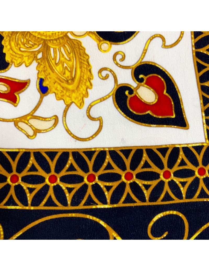 Carré de soie YVES SAINT LAURENT noir, or et beige