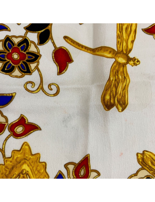 Carré de soie YVES SAINT LAURENT noir, or et beige