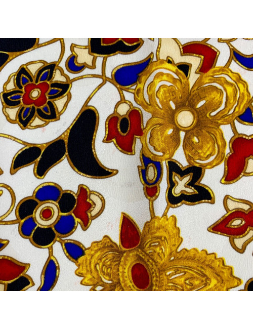 Carré de soie YVES SAINT LAURENT noir, or et beige