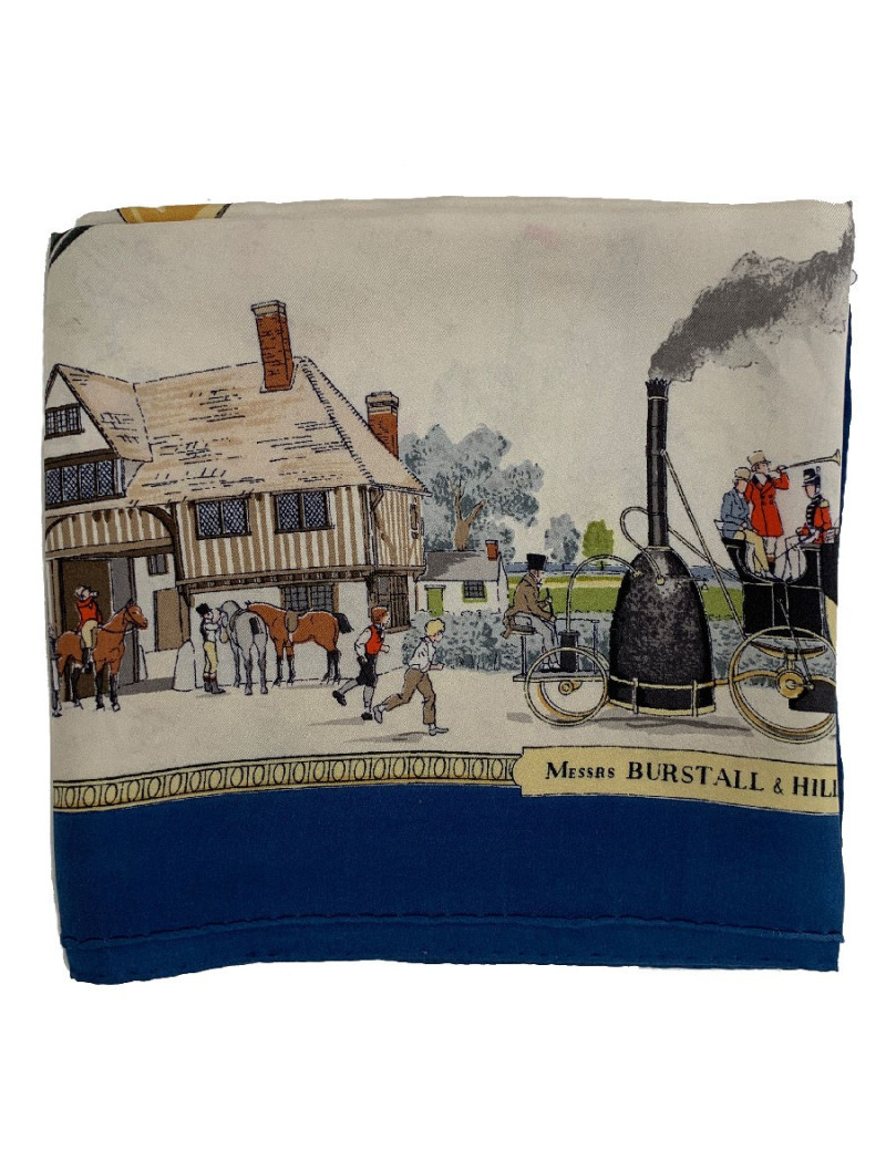 Carré HERMES "Les merveilles de la vapeur" soie 100%