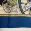 Foulard HERMES "Les merveilles de la vapeur" en soie bleue et beige