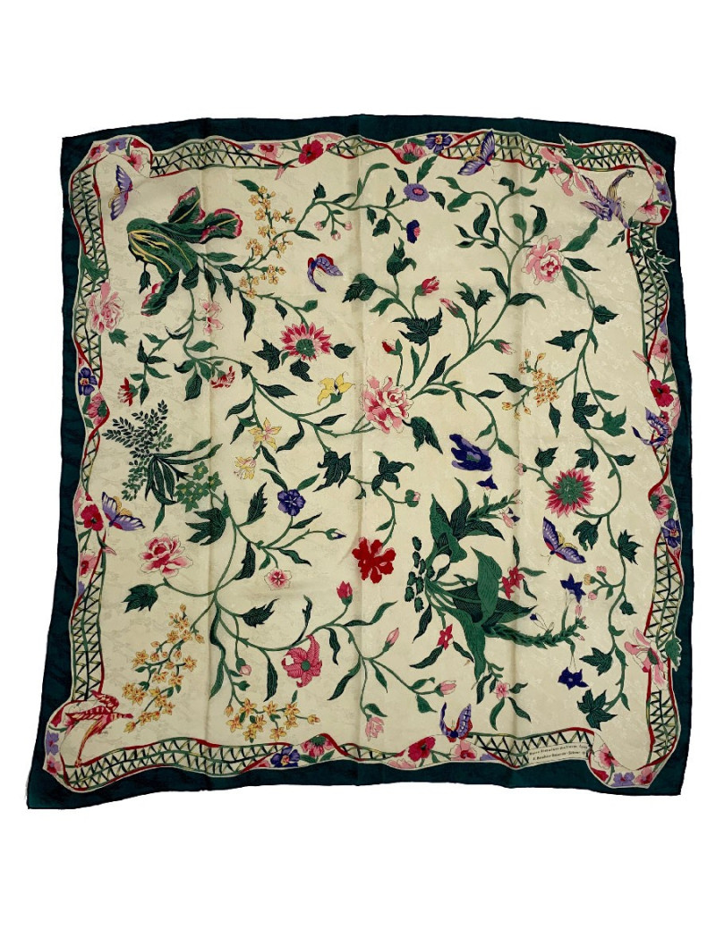 J BROCHIER flower pattern silk scarf