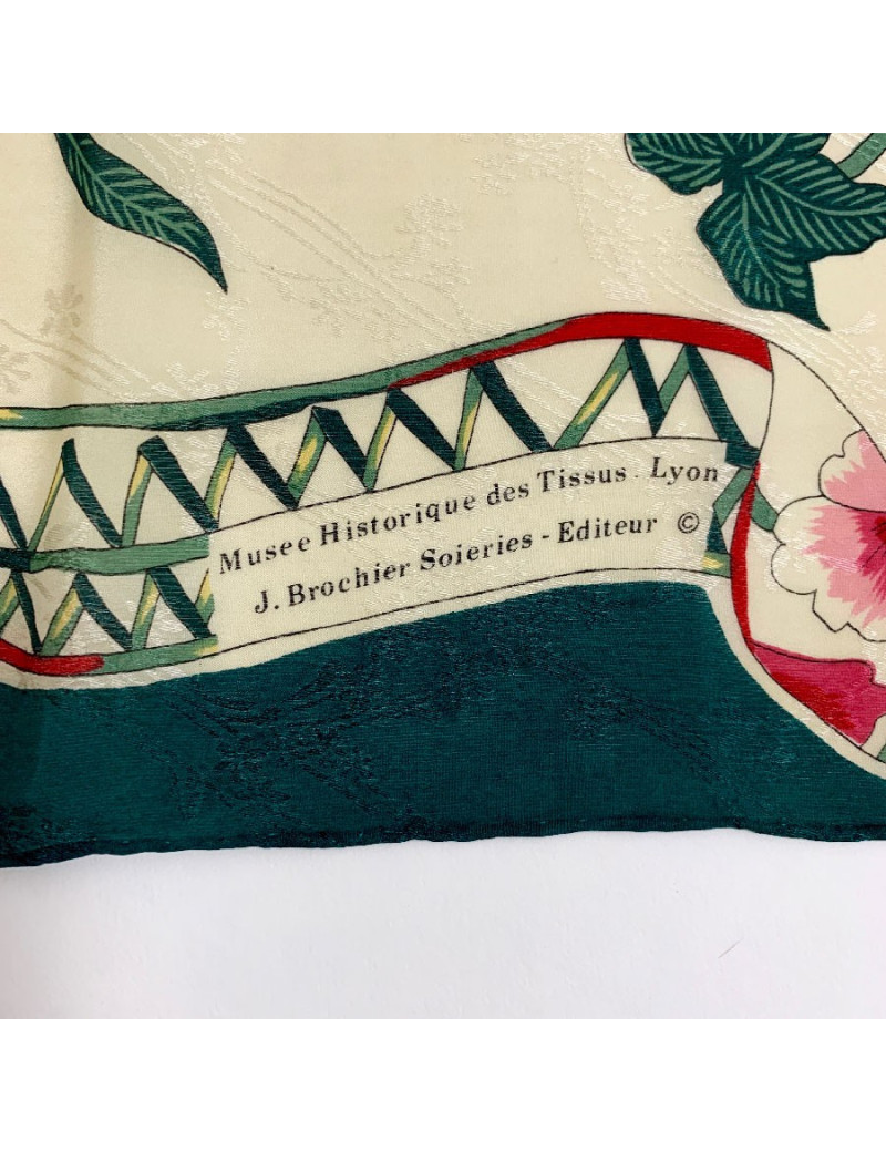 J BROCHIER flower pattern silk scarf