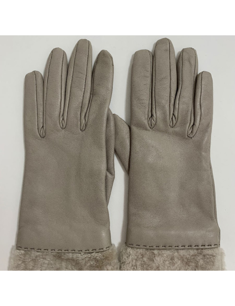 Gants BRUNELLO CUCINELLI beige en cuir et fourrure Taille M