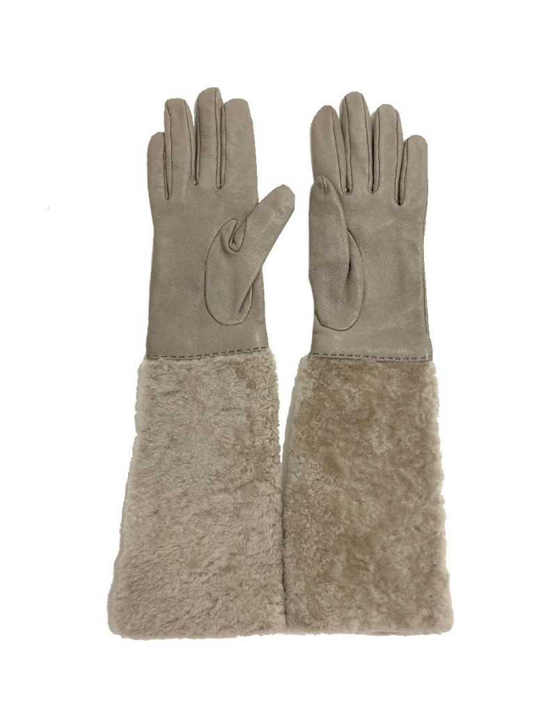 Gants BRUNELLO CUCINELLI beige en cuir et fourrure Taille M