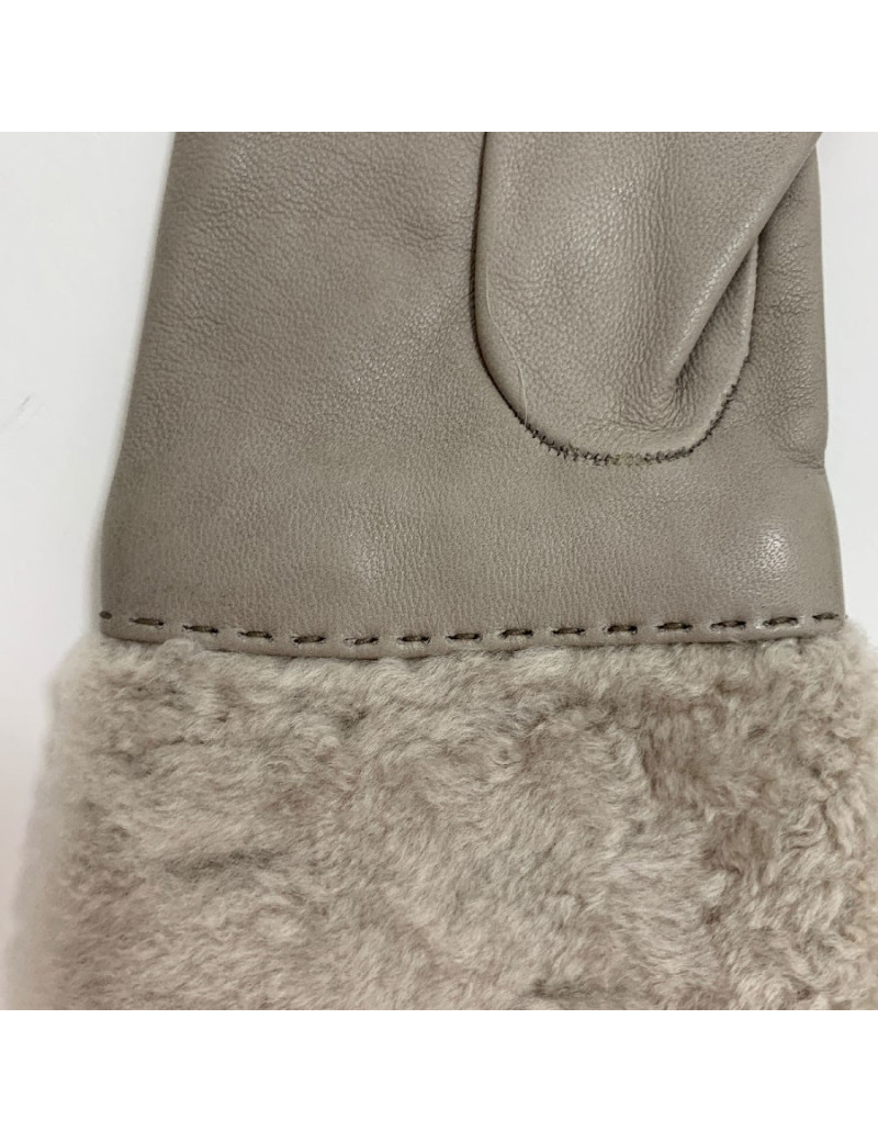 Gants BRUNELLO CUCINELLI beige en cuir et fourrure Taille M