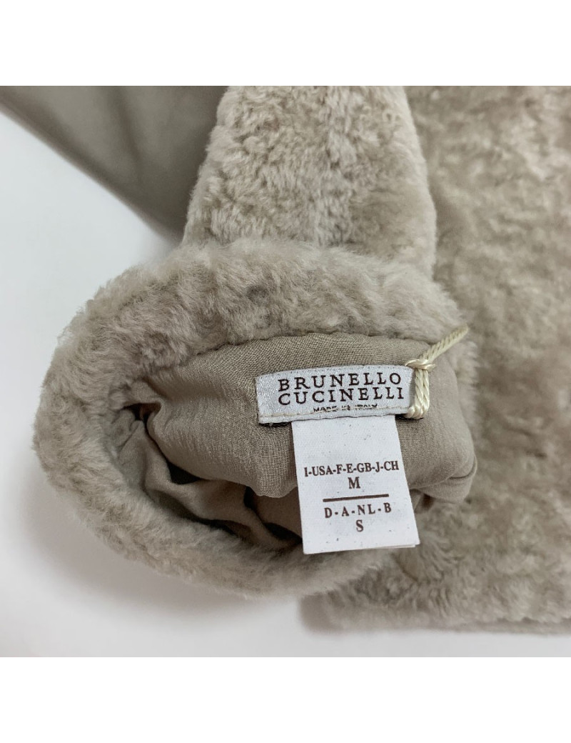 Gants BRUNELLO CUCINELLI beige en cuir et fourrure Taille M