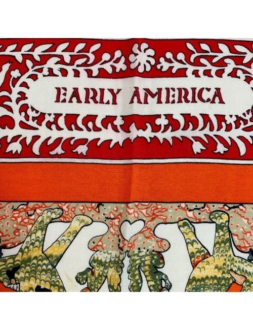 Scarf HERMES cashmere and silk red, white and multi-colored patterns