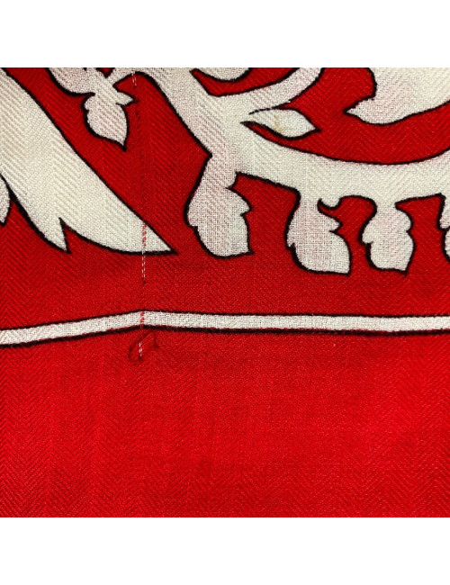 Scarf HERMES cashmere and silk red, white and multi-colored patterns