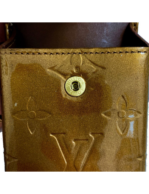 Etui à cigarettes LOUIS VUITTON en cuir monogram vernis bronze