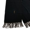 YVES SAINT LAURENT vintage black silk scarf with black and gold fringes