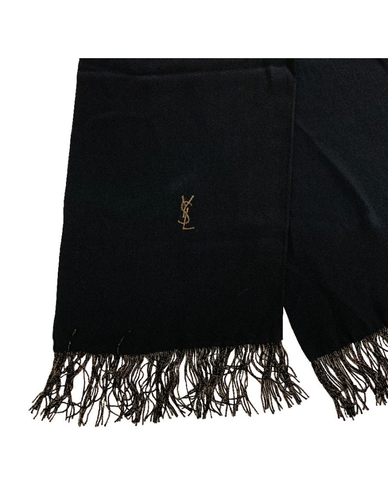 YVES SAINT LAURENT vintage black silk scarf  - Certified Authentic 
