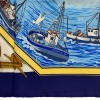 Foulard soie HERMES 'Retour de Pêche' en soie bleue