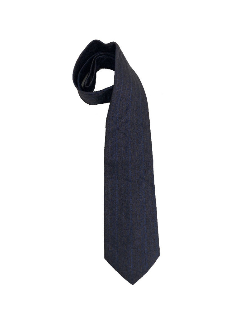 Cravate VERSACE 100% soie bleue motifs VERSACE marrons