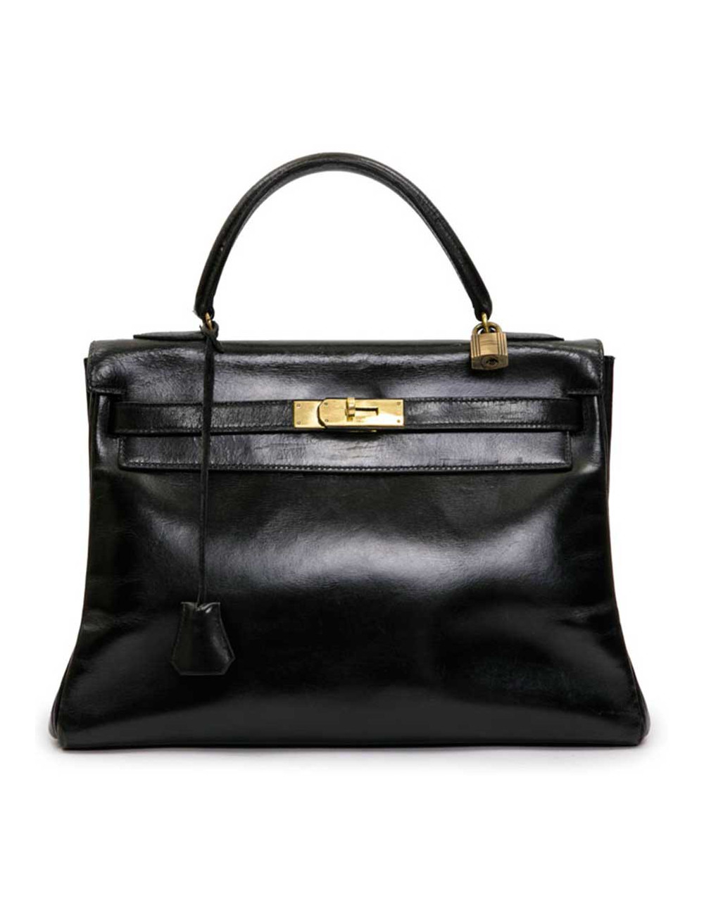 HERMES vintage Kelly 32 bag in black box leather