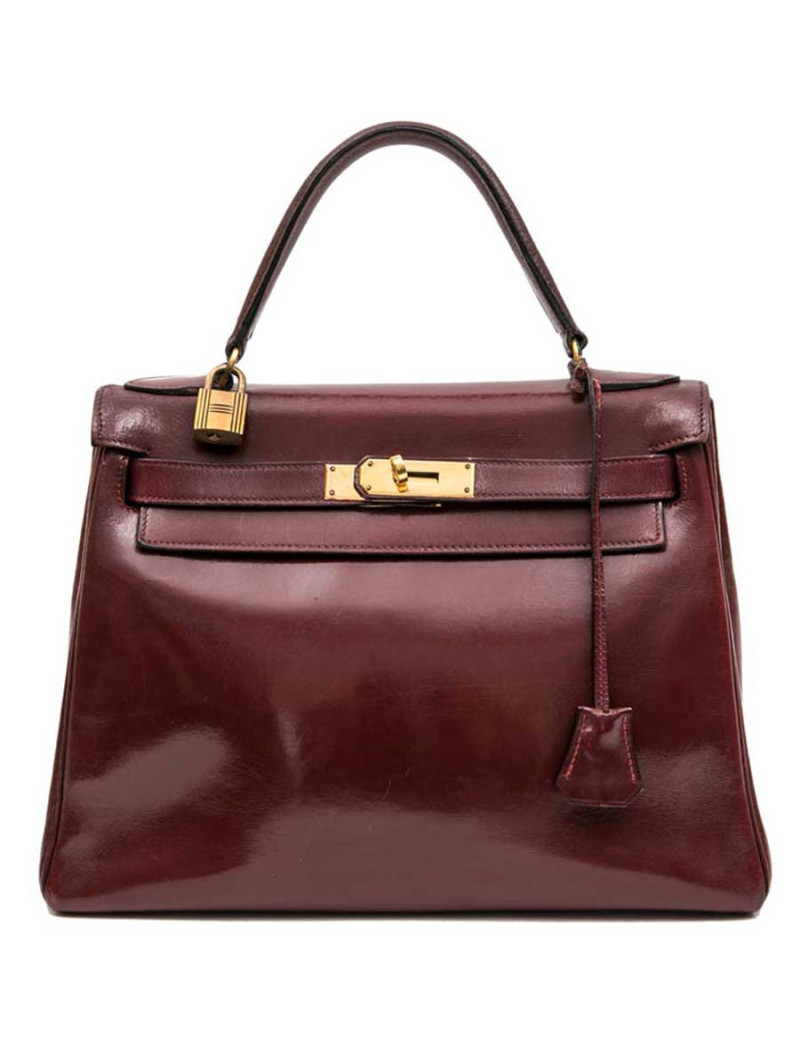 HERMES Kelly 28 vintage bag in H red box leather