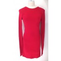Dress BALMAIN red cotton jersey Halter, pearls and rhinestones