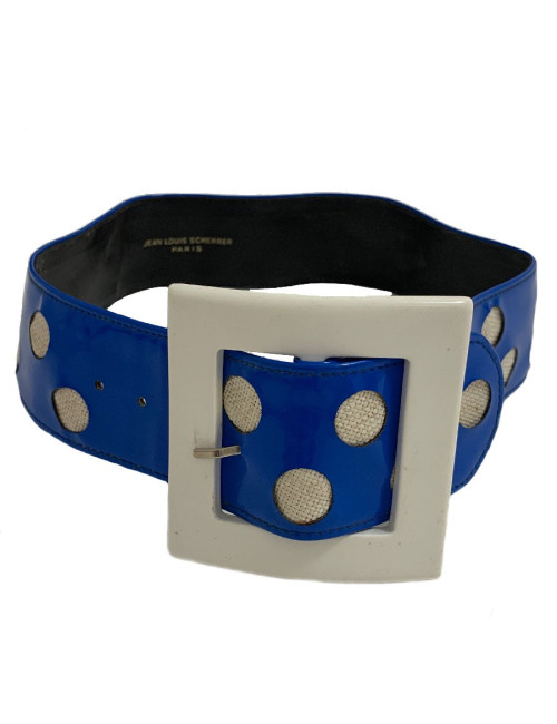 Ceinture JEAN LOUIS SCHERRER Vintage en vinyl bleu 