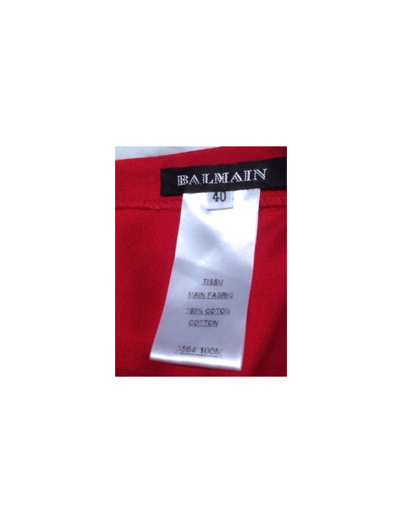 Dress BALMAIN red cotton jersey Halter, pearls and rhinestones