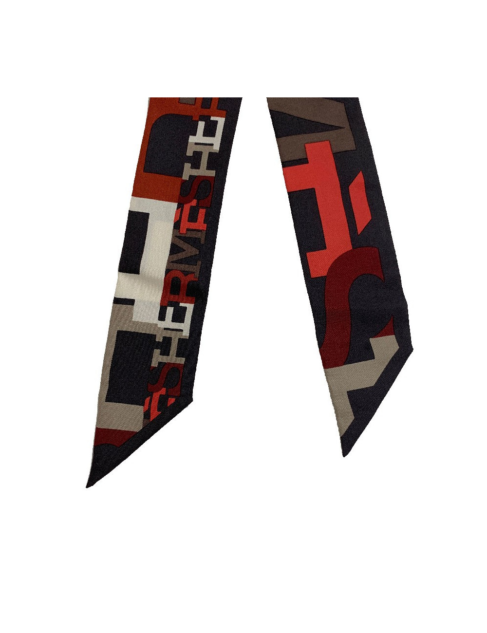 Foulard HERMES Twilly marron en soie