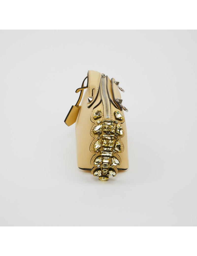 Sac FENDI jaune pale et strass