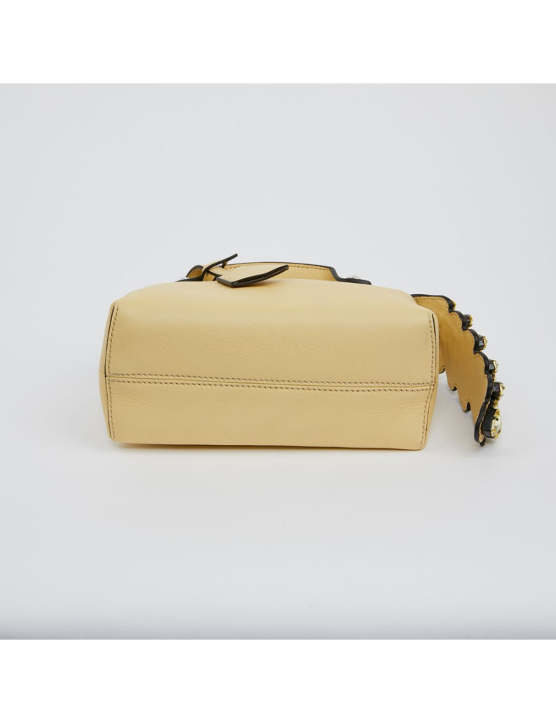 Sac FENDI jaune pale et strass