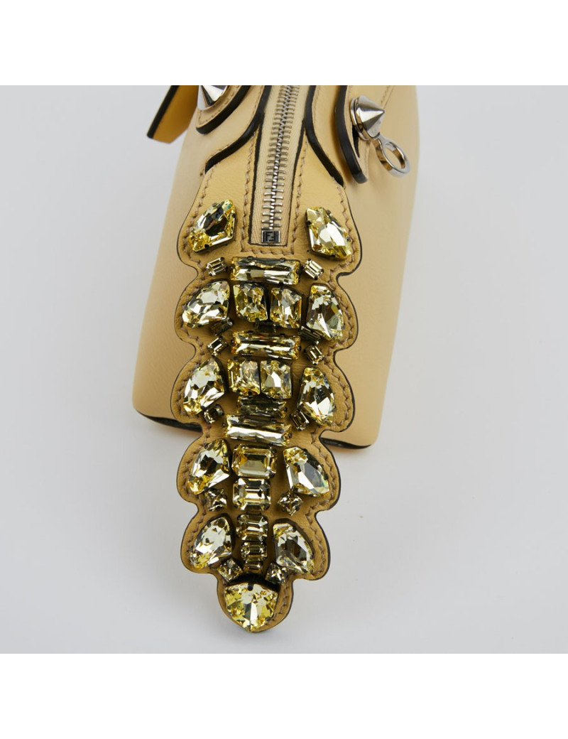 Sac FENDI jaune pale et strass