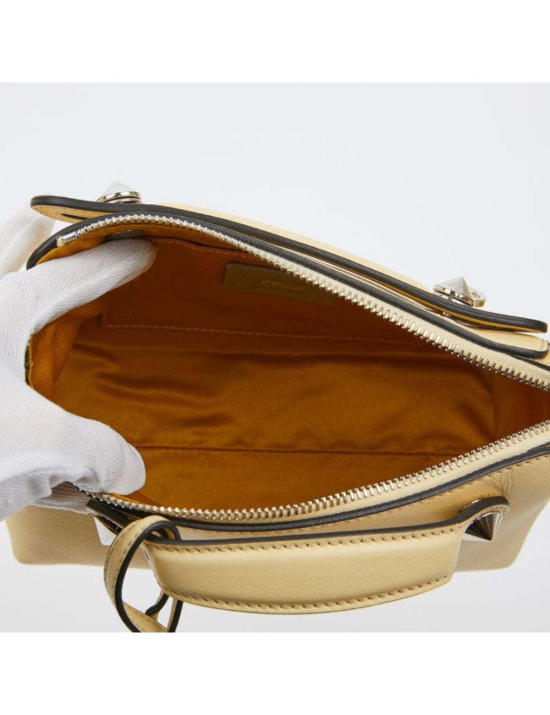 Sac FENDI jaune pale et strass