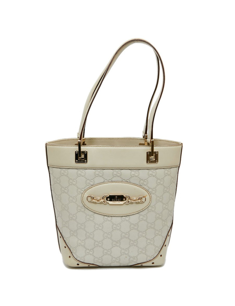Sac seau GUCCI cuir embossé beige