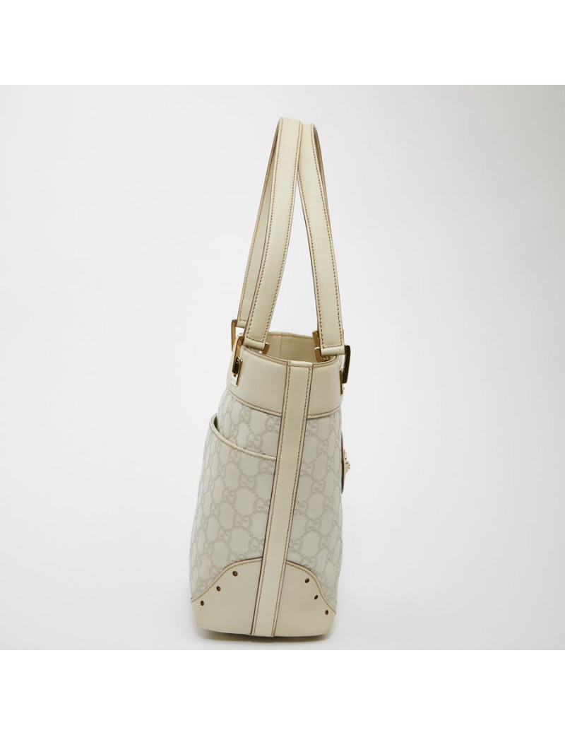 Sac seau GUCCI cuir embossé beige