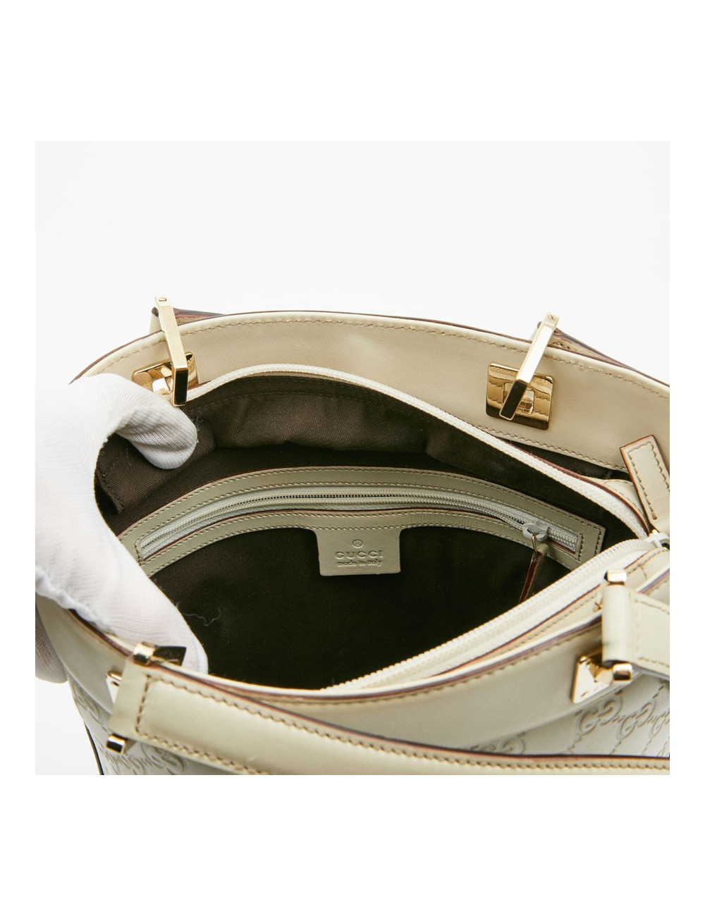 Sac seau GUCCI cuir beige