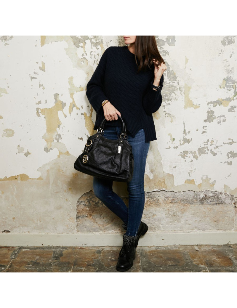 Sac GUCCI noir cuir embossé