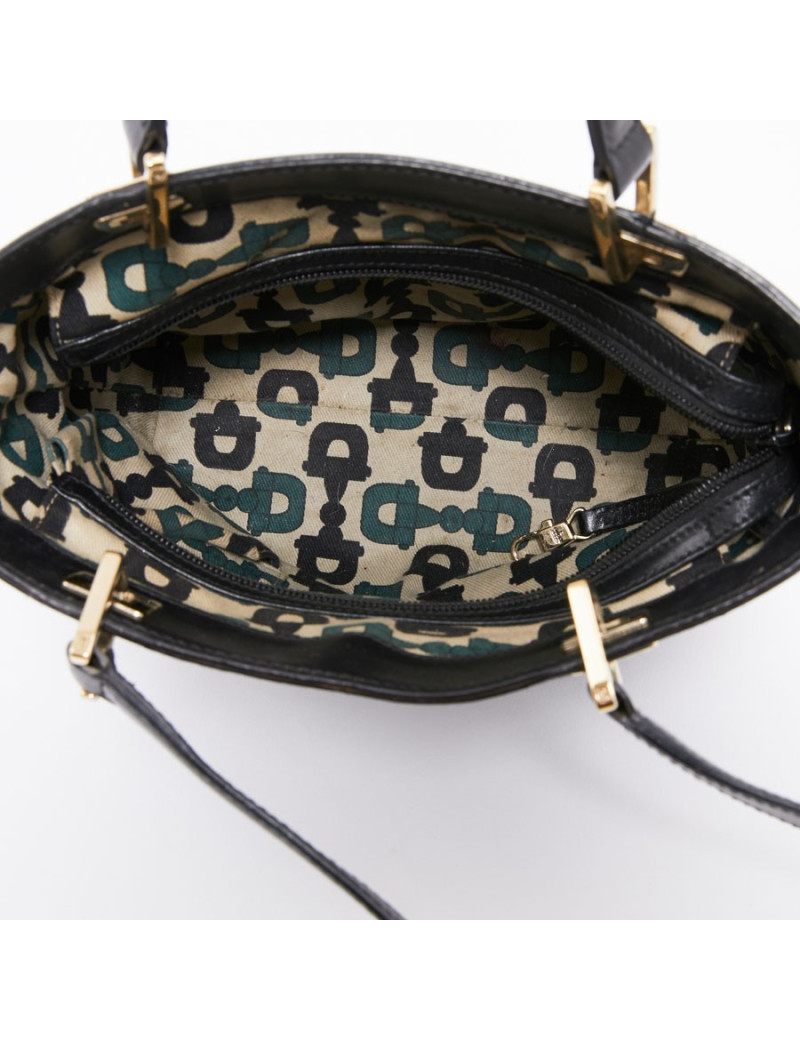 Sac seau GUCCI cuir noir et toile camouflage