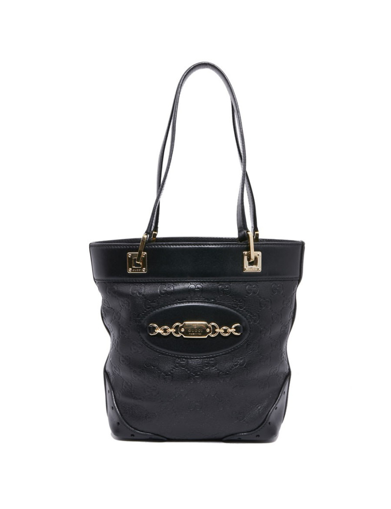 Sac seau GUCCI cuir noir et toile camouflage