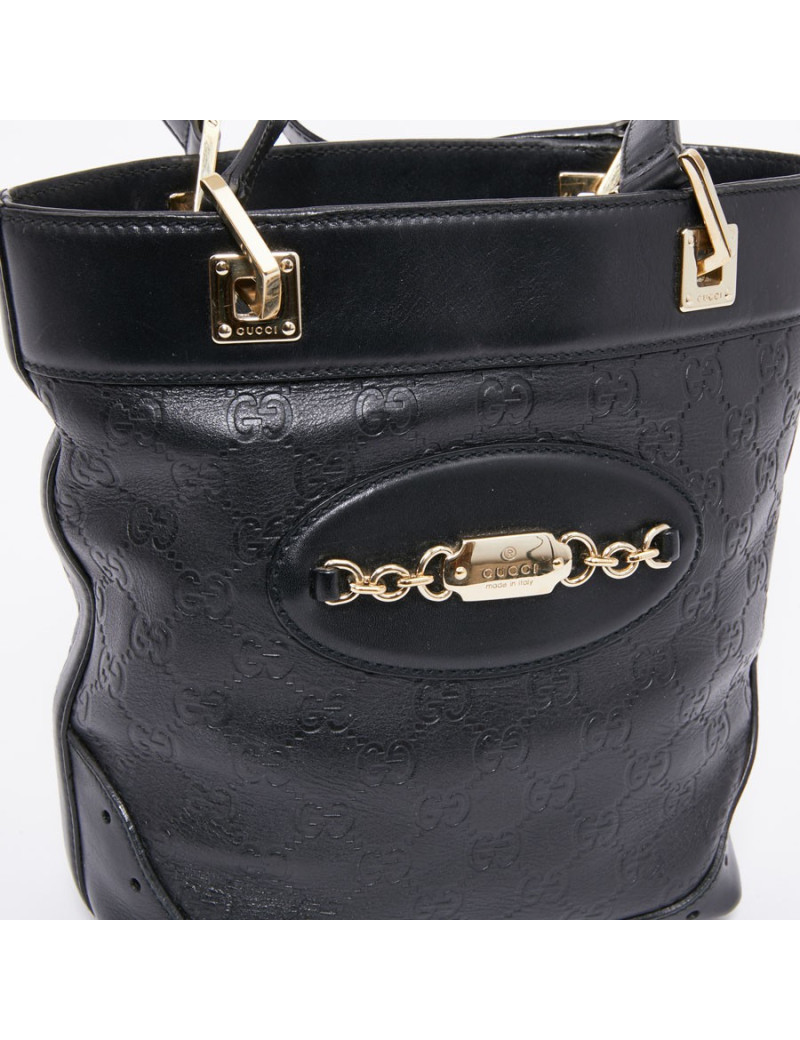 Sac seau GUCCI cuir noir et toile camouflage