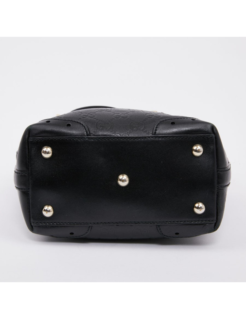 Sac seau GUCCI cuir noir et toile camouflage