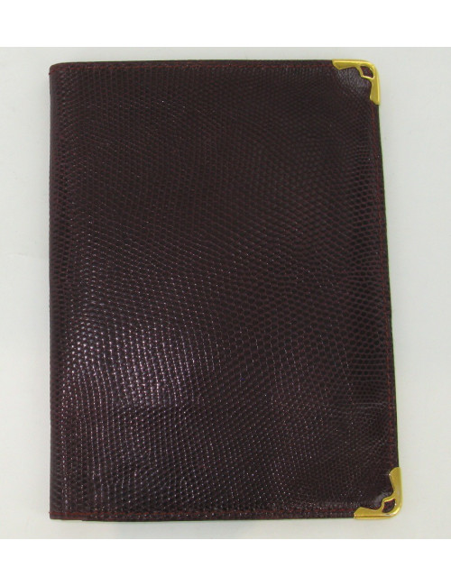 Porte Feuille CARTIER en lézard Bordeaux