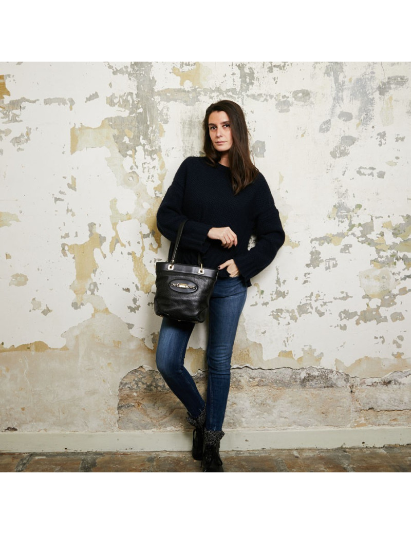 Sac seau GUCCI cuir noir et toile camouflage