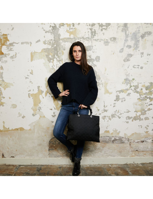 Sac GUCCI "Bamboo" toile monogramme noire